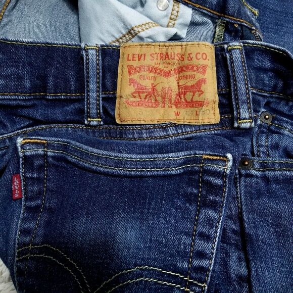 Levis Jeans Mens 38×30 Blue Regular Straight Dark Wash Denim - Picture 11 of 12